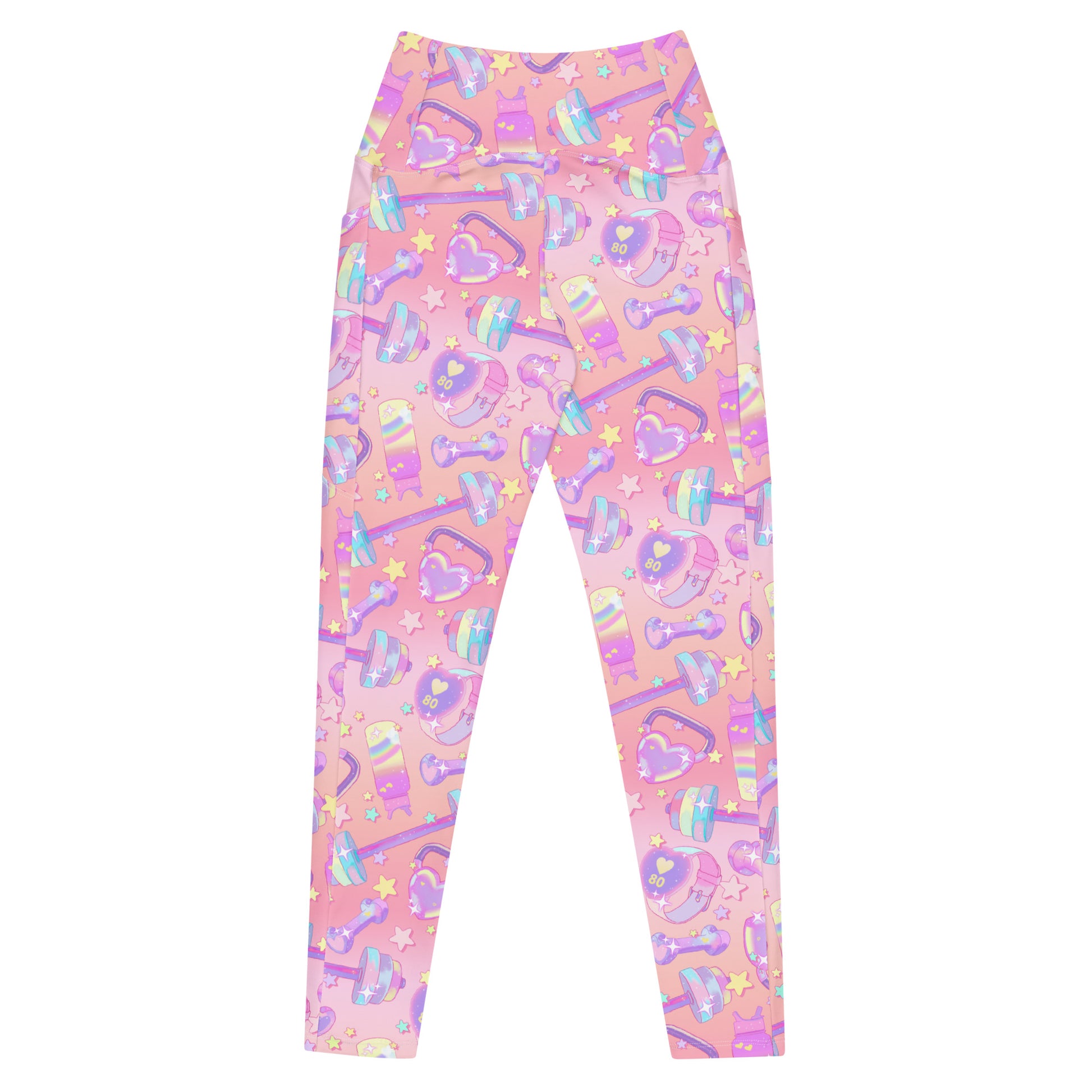 Shop the Premium Glitter Gains Leggings, featuring a vibrant pastel design perfect for comfort and style during workouts.