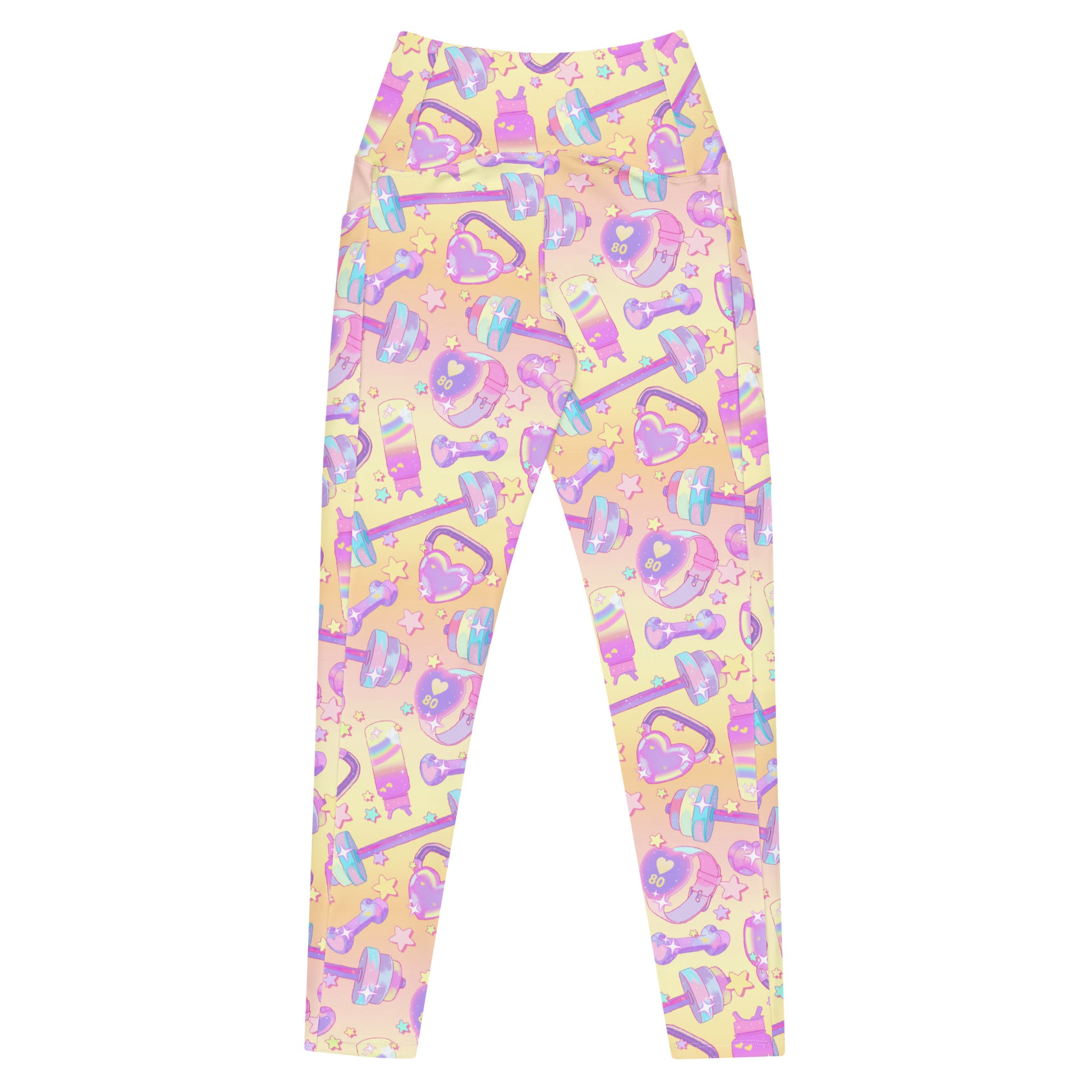 Stylish Premium Glitter Gains Leggings featuring a fun pastel design, perfect for workouts and casual wear.