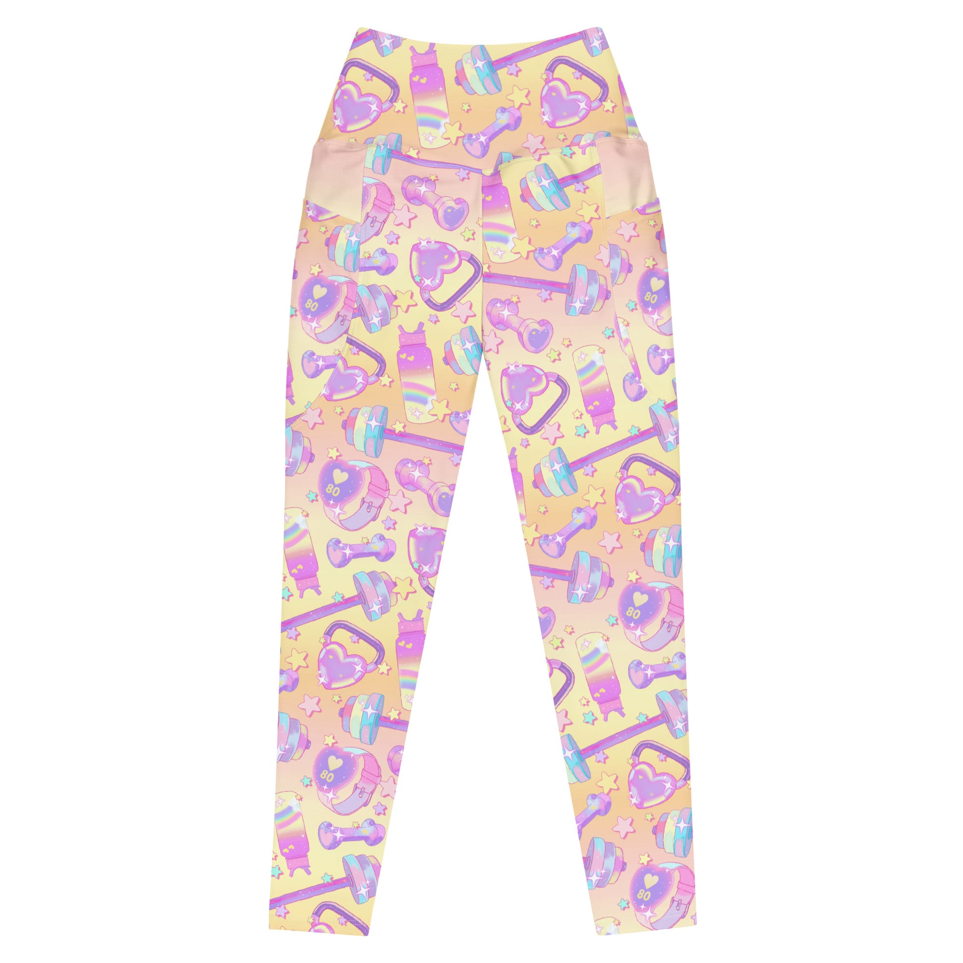 Elevate your workout style with Premium Glitter Gains Leggings, featuring a fun pastel print and high-waisted comfort.