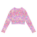 Glitter Gains Long-sleeved Crop Top featuring a vibrant design, perfect for eco-friendly athleisure and sportswear.