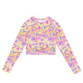 Bright and playful, the Glitter Gains Long-sleeved Crop Top features eco-friendly materials perfect for athleisure.