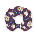 Adorable Trick or Treaters Scrunchie, perfect for Halloween outfits, featuring cute pets and vibrant colors. Get yours now!