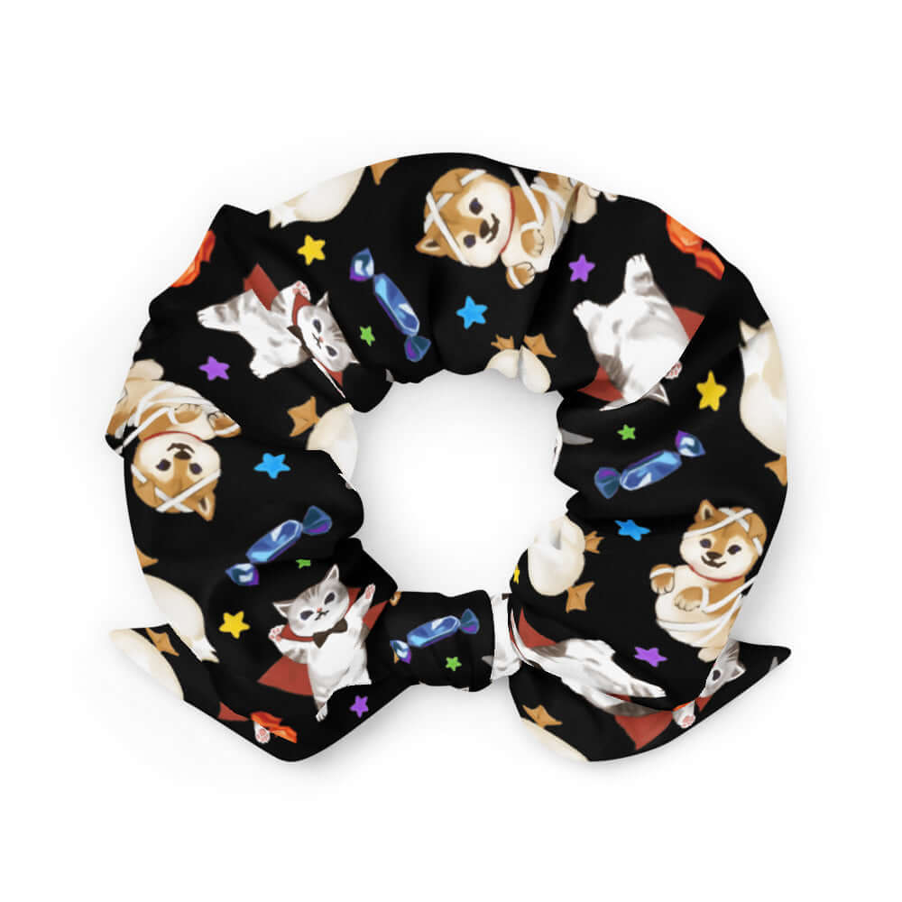 Trick or Treaters Scrunchie features adorable Halloween designs, perfect for adding flair to your festive outfit.