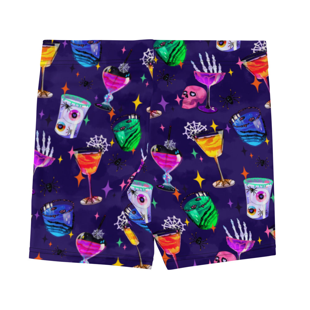 Shop vibrant Monster Party Shorts, perfect for workouts with a fun, breathable design and spooky drink motifs.