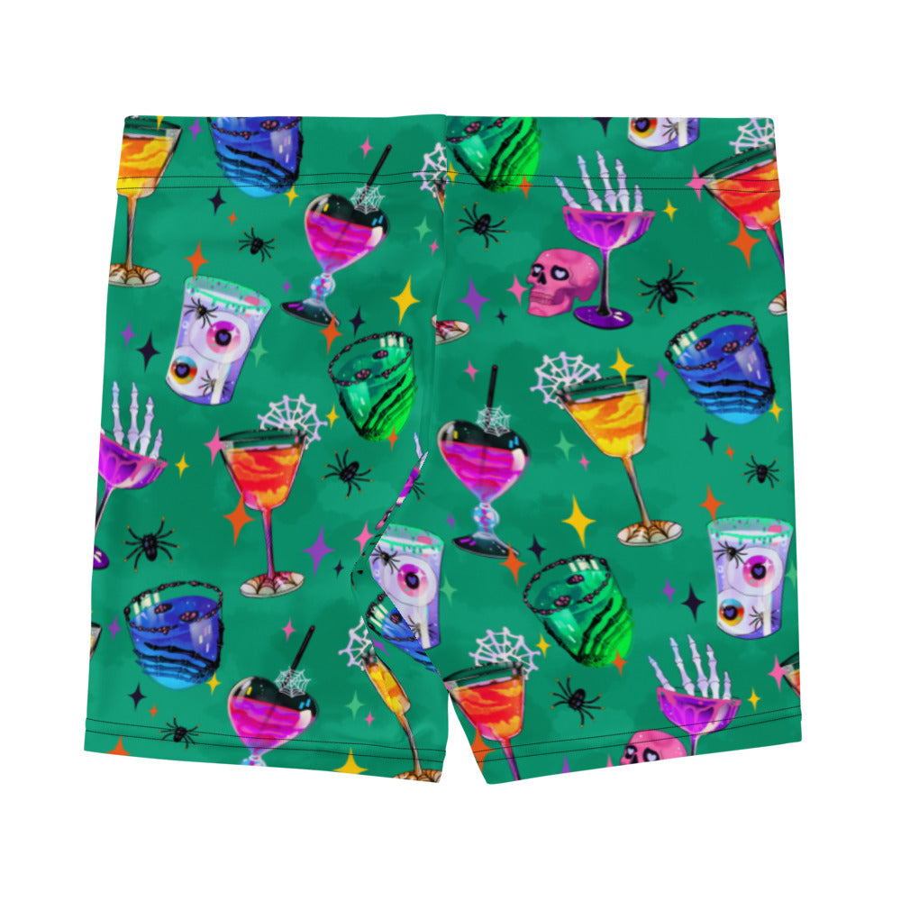 Freaky-fun Monster Party Shorts in vibrant green, perfect for workouts and stylish outings. Stay hydrated and stylish!