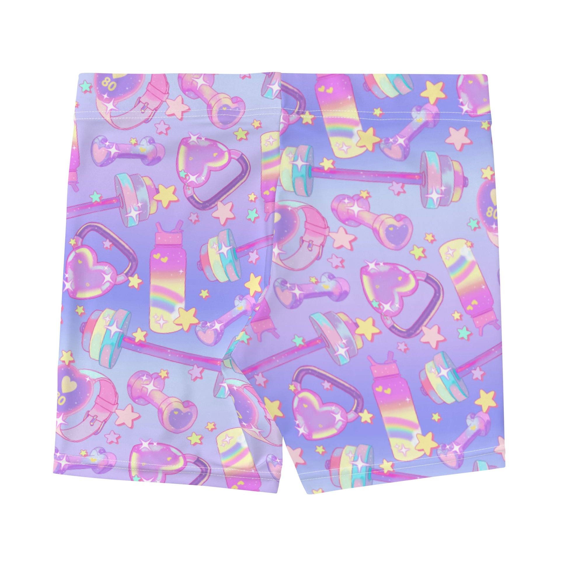 Colorful Glitter Gains Shorts featuring a fun print, perfect for workouts and stylish comfort during sweaty sessions.