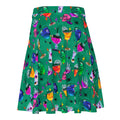 Bright and fun Monster Party Skater Skirt, perfect for Halloween style with playful patterns and a flared cut.