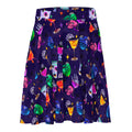 Stylish Monster Party Skater Skirt in vibrant colors, perfect for showcasing spooky style this Halloween.