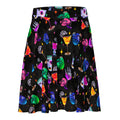 Stylish Monster Party Skater Skirt featuring vibrant spooky designs, perfect for Halloween festivities.