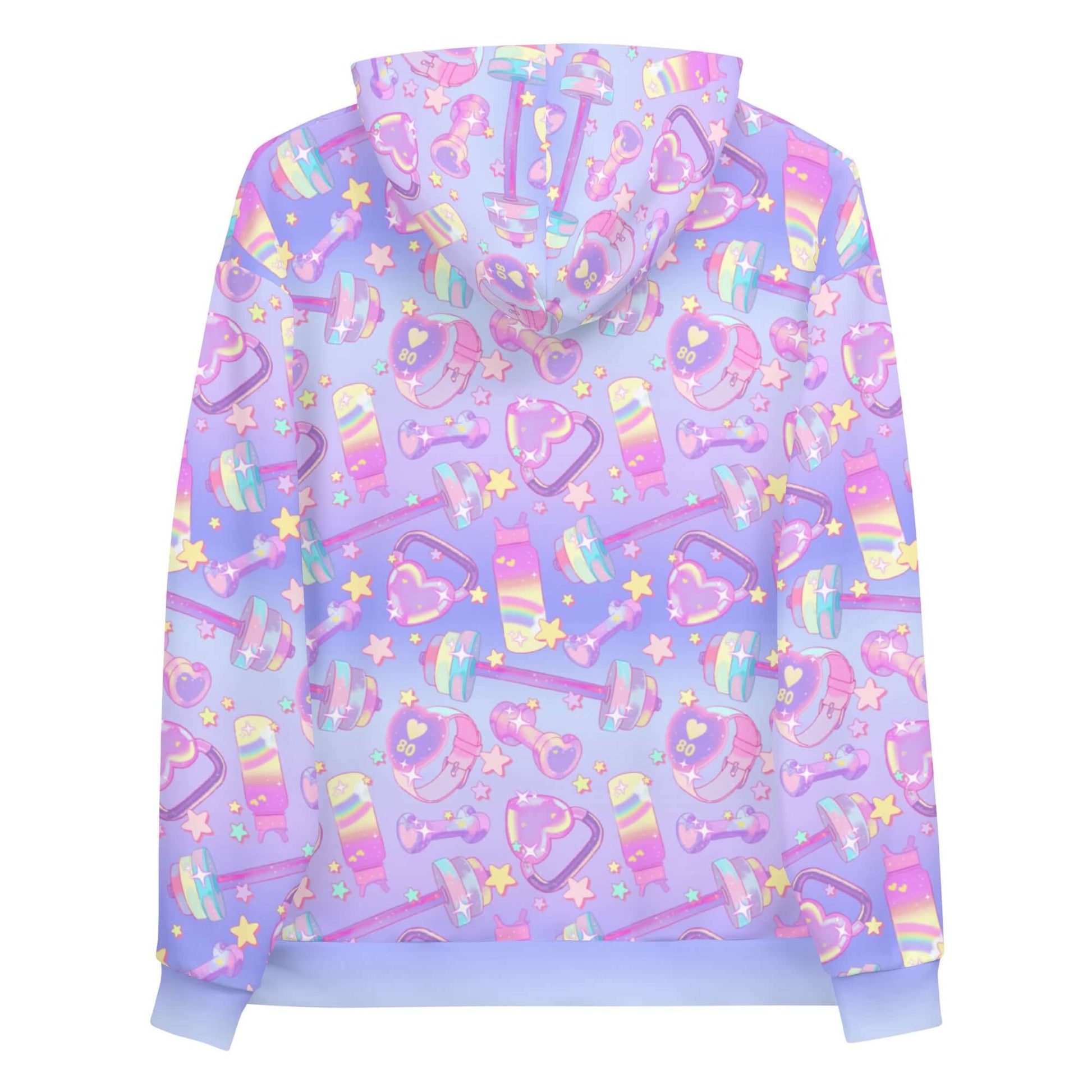 Bright and vibrant Glitter Gains Hoodie showcasing a fun gym-themed design for active lifestyle enthusiasts.