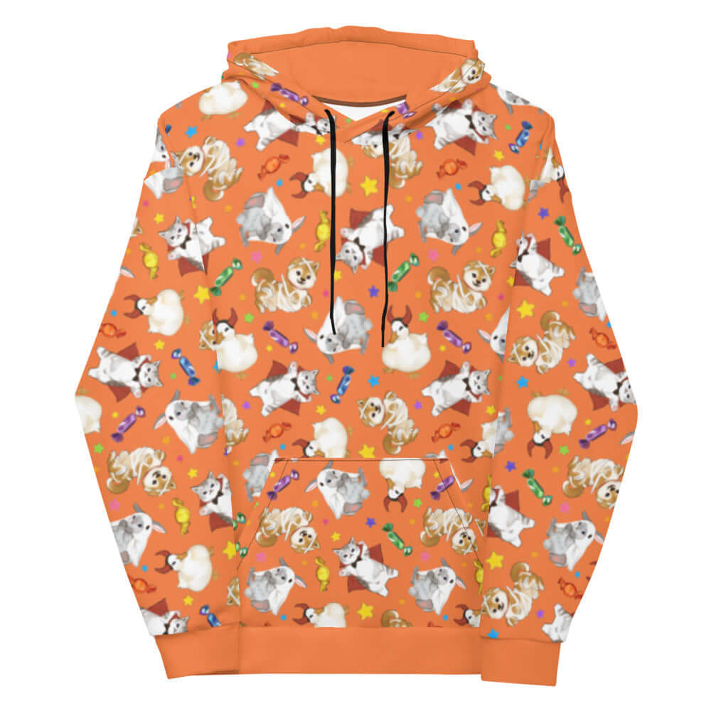 Vibrant Trick or Treaters Hoodie perfect for Halloween festivities and everyday wear. Ideal for cozy October celebrations!