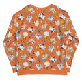 Bright orange Trick or Treaters Sweatshirt featuring playful animal designs, perfect for Halloween fun year-round!
