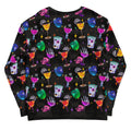 Colorful Monster Party Sweatshirt featuring playful ghoul designs, perfect for spooky occasions and casual wear.