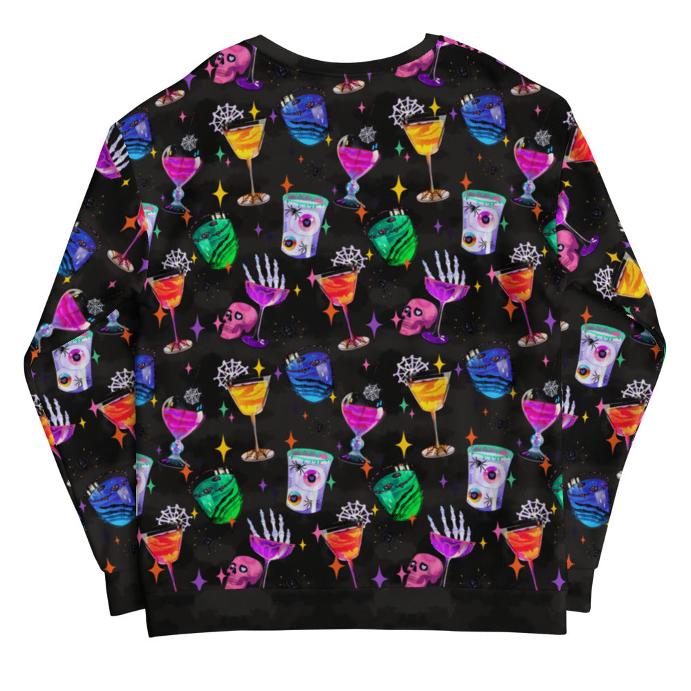 Colorful Monster Party Sweatshirt featuring playful ghoul designs, perfect for spooky occasions and casual wear.
