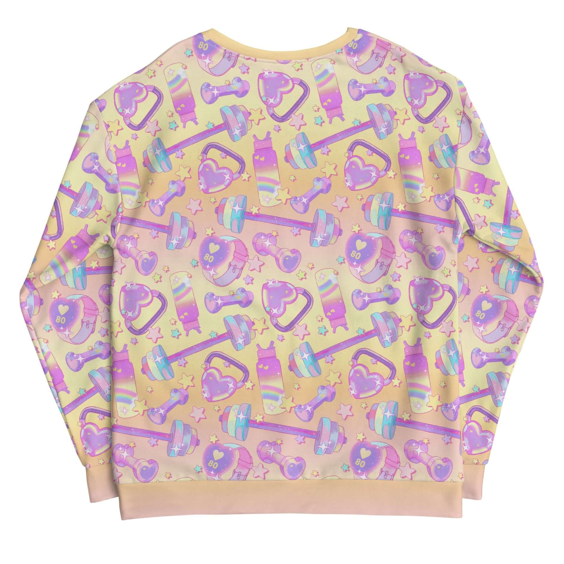 Bright and playful Glitter Gains Sweatshirt, perfect for gym lovers, featuring kawaii designs and soft, durable fabric.
