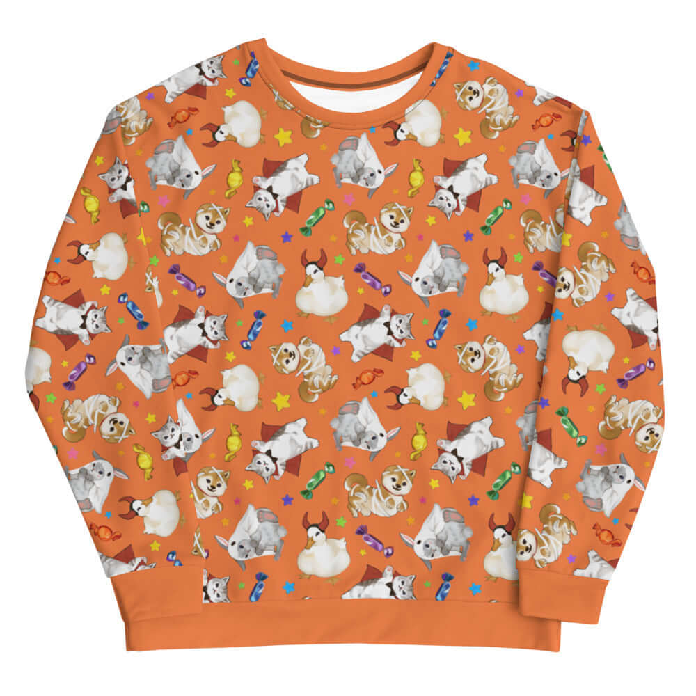 Cozy Trick or Treaters Sweatshirt featuring playful Halloween designs, perfect for year-round festive fun!