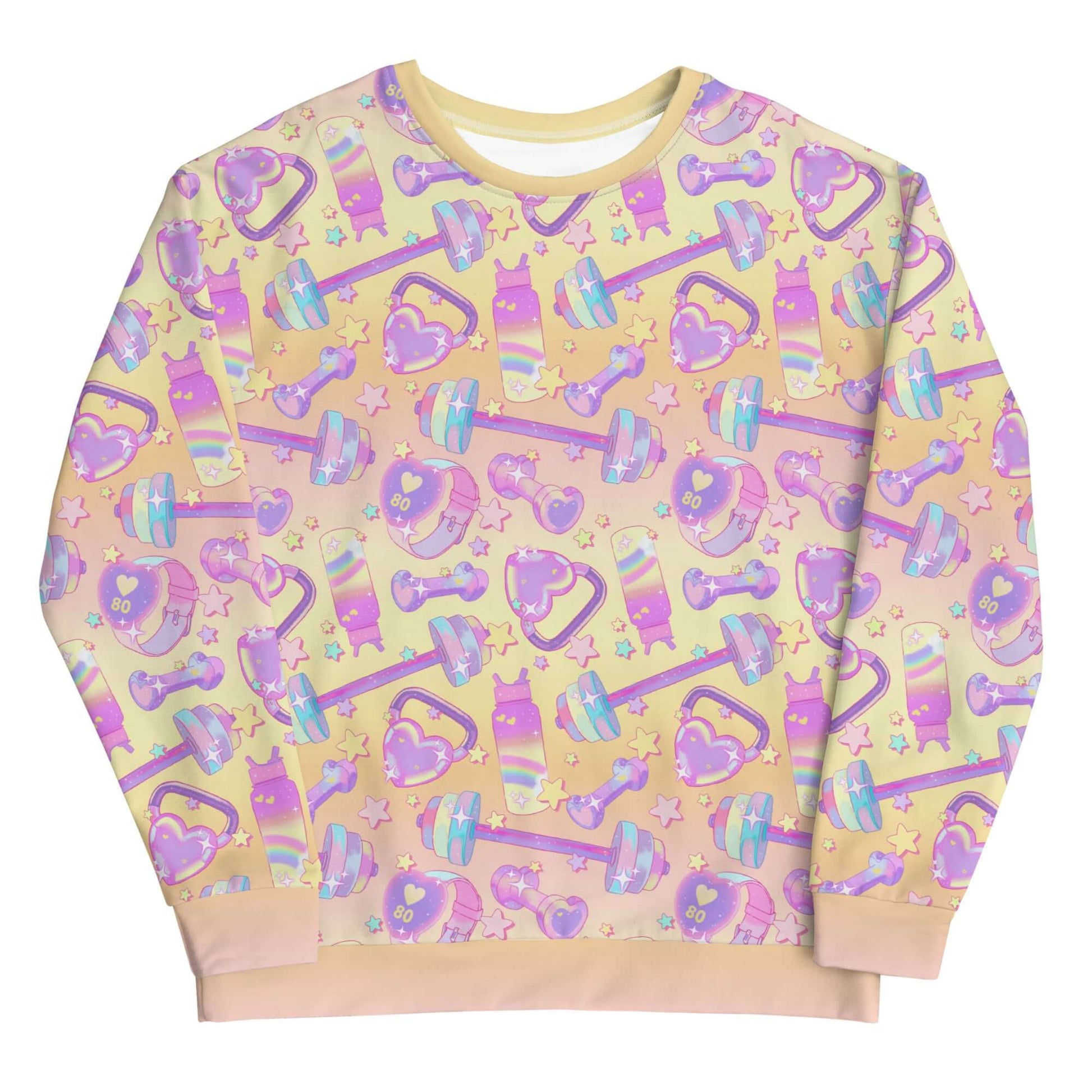 Bright and playful, the Glitter Gains Sweatshirt features a kawaii gym design perfect for activewear lovers.