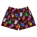 Colorful Monster Party Athletic Short Shorts featuring fun designs, perfect for any sporty occasion or casual wear.