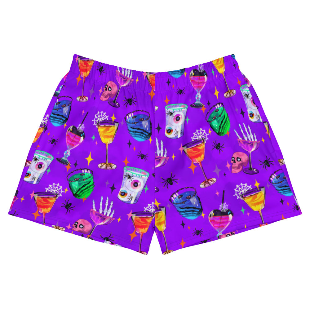 Vibrant Monster Party Athletic Short Shorts featuring fun prints, perfect for any sports event or casual wear.