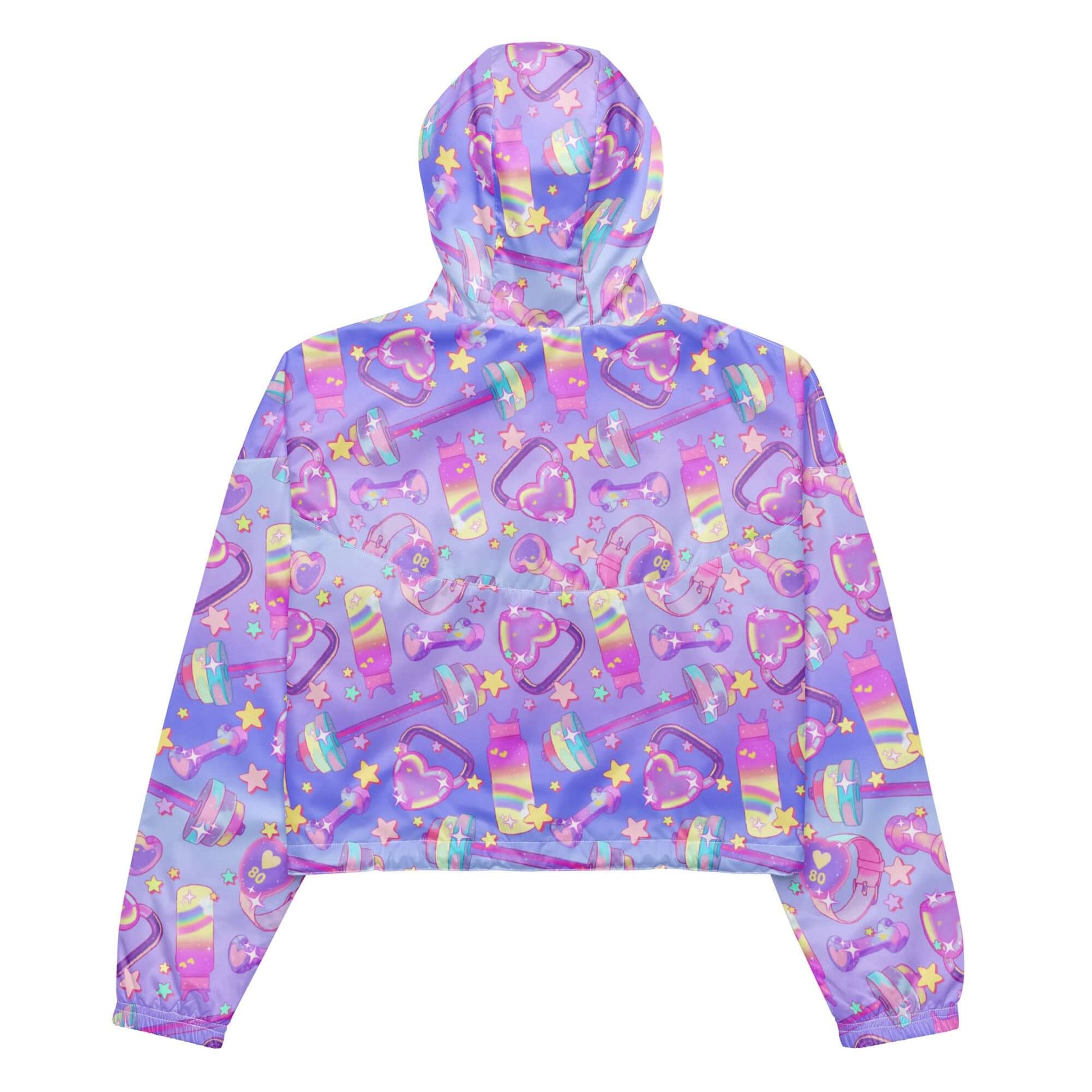 Lightweight and waterproof, the Glitter Gains cropped windbreaker features a fun design, perfect for any adventure.