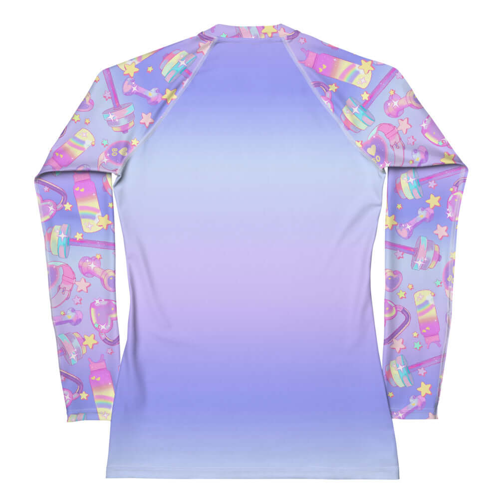 Stylish Glitter Gains Rash Guard features a vibrant design, perfect for sun protection during active sports.