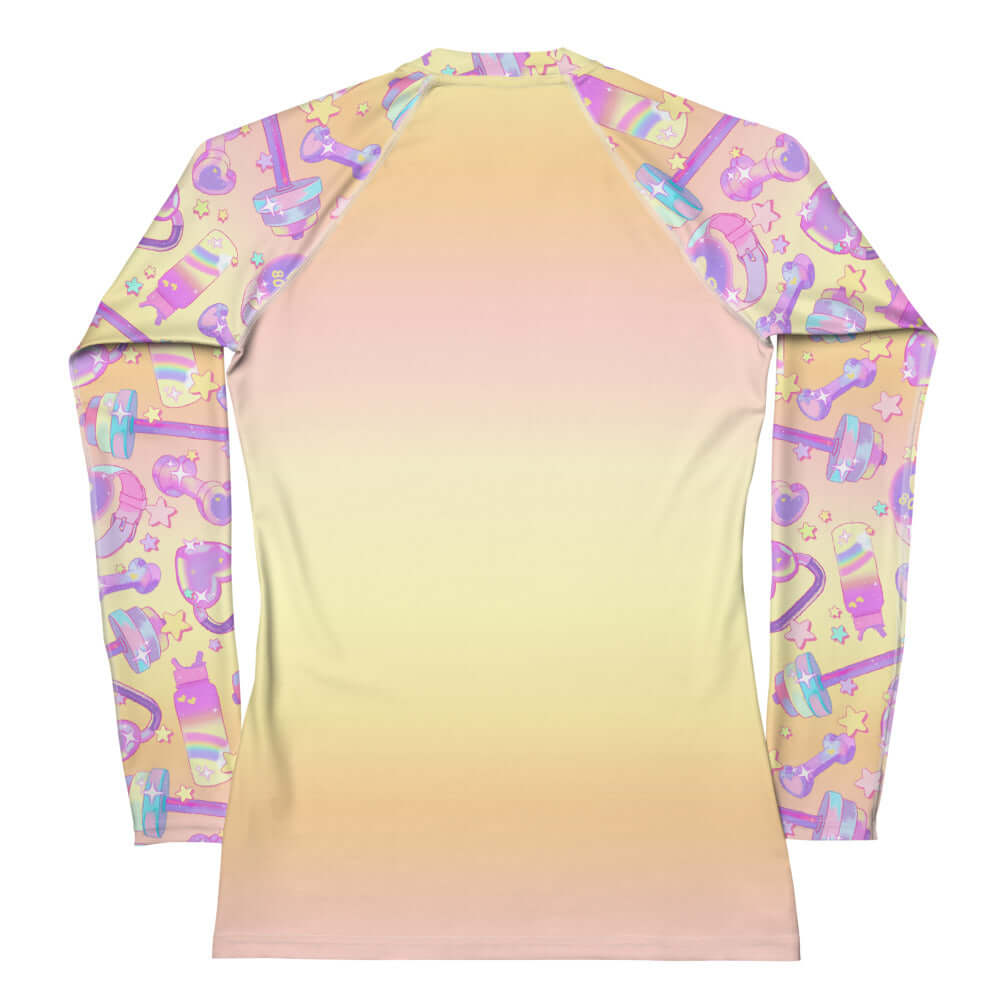 Glitter Gains Rash Guard with vibrant design, ideal for active wear, providing comfort and sun protection.