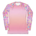 Glitter Gains Rash Guard features a stylish design, perfect for activewear, offering sun protection and comfort.