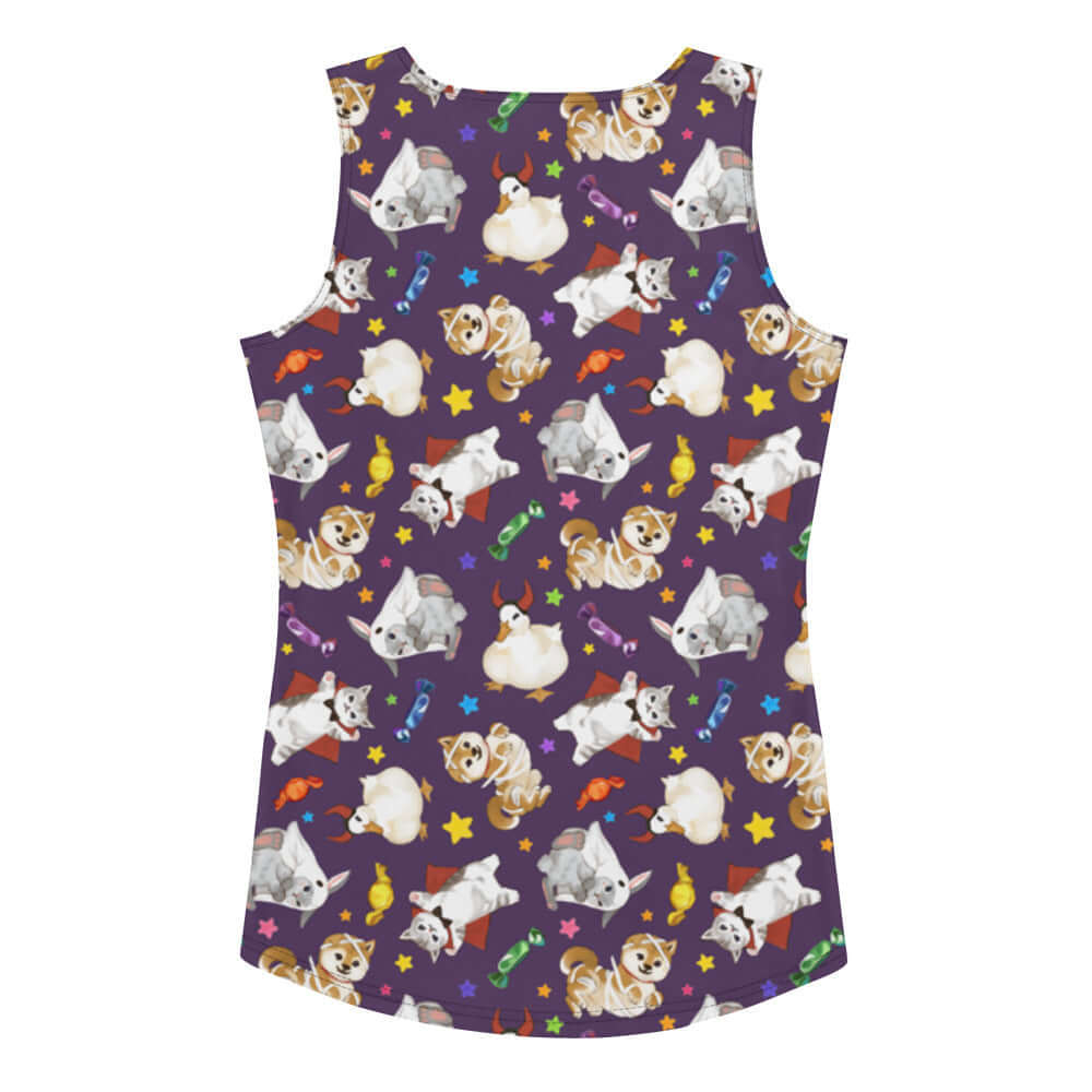 Trick or Treaters Tank Top features a fun Halloween pattern, perfect for spooky season fashion!