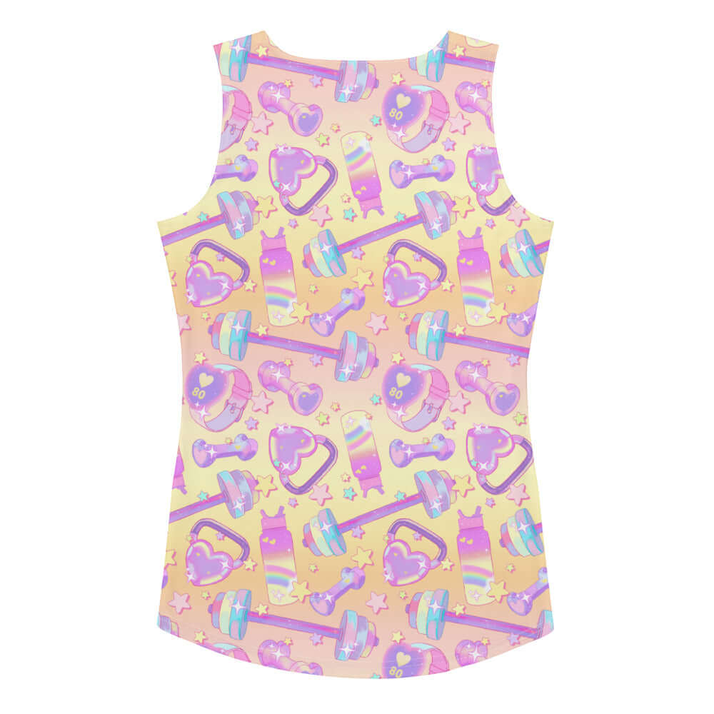 Stylish Glitter Gains Tank Top features a fun gym-themed design, perfect for your workout wardrobe.