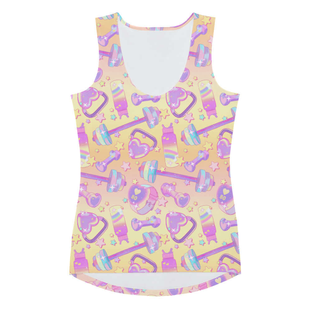 Stylish Glitter Gains Tank Top features a fun gym-inspired print, perfect for breezy workouts at your favorite fitness store.