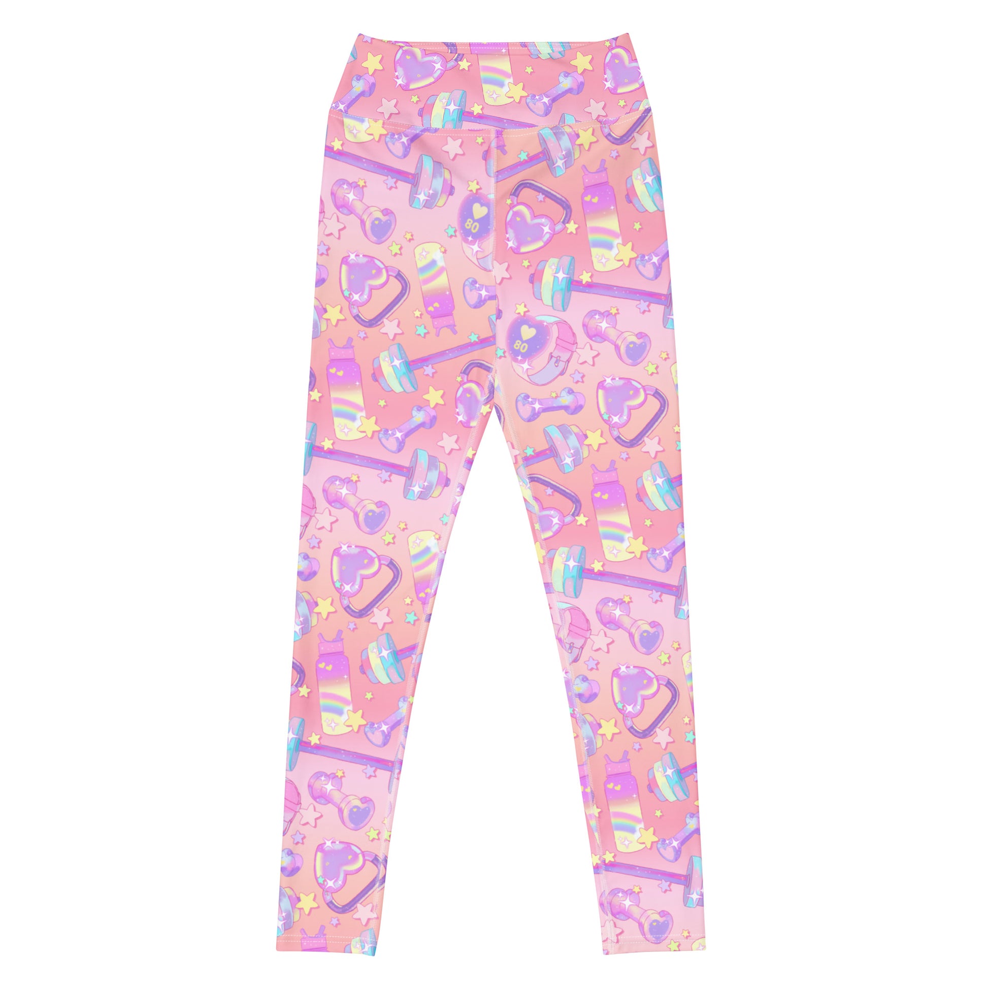 High-waisted Glitter Gains Leggings in playful pastel print, perfect for stylish workouts and comfort.