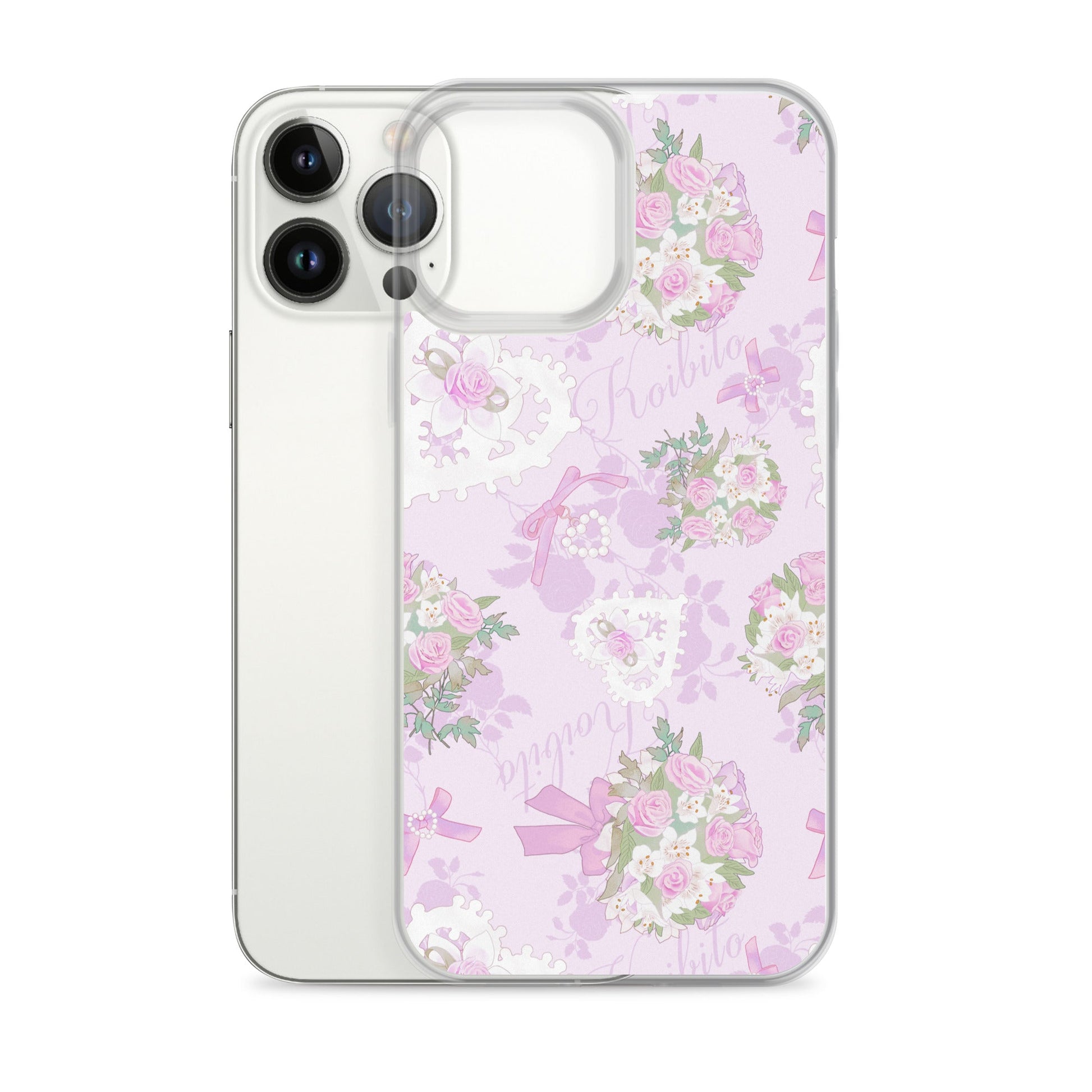 Sleek Anniversary iPhone® Clear Case with floral design, offering scratch protection and easy access to ports.