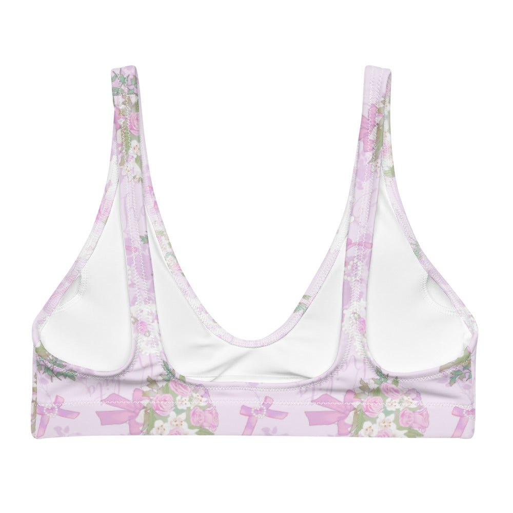 Stylish Anniversary Padded Bikini Top featuring floral design, perfect for mixing and matching with trendy bottoms.