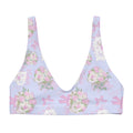 Anniversary Padded Bikini Top in pastel blue with floral prints, perfect for stylish summer looks and mix-and-match options.