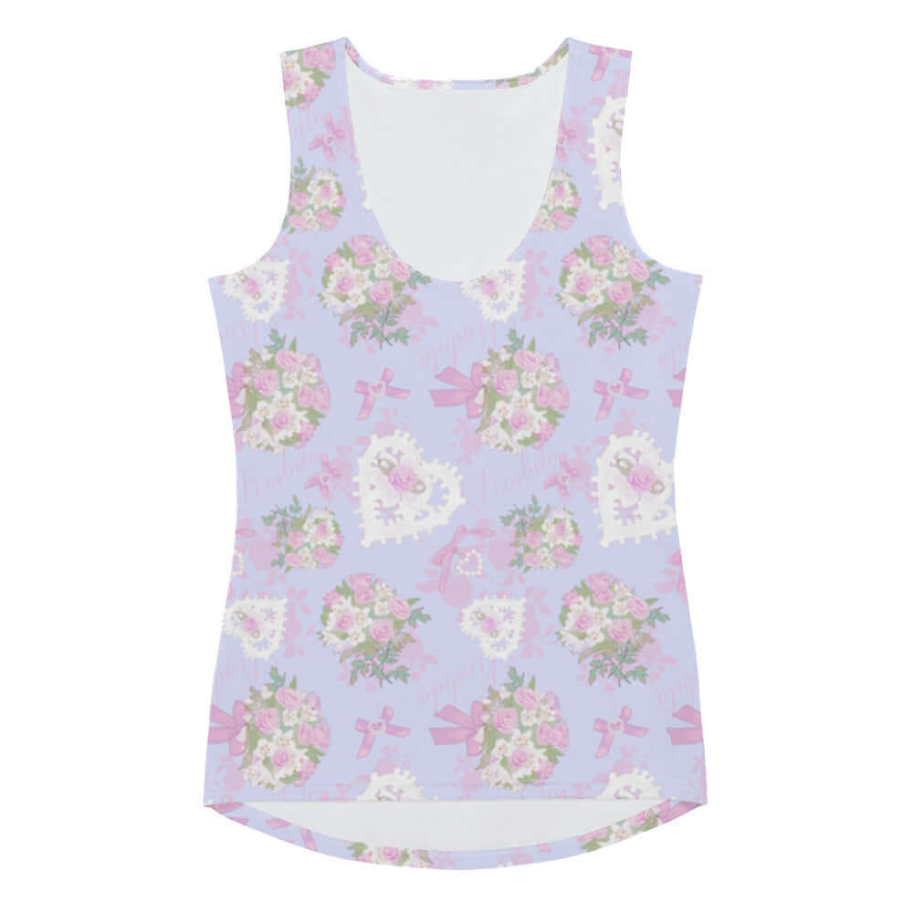 Soft pastel Anniversary Tank Top featuring floral patterns, perfect for sunny outings or gym sessions.