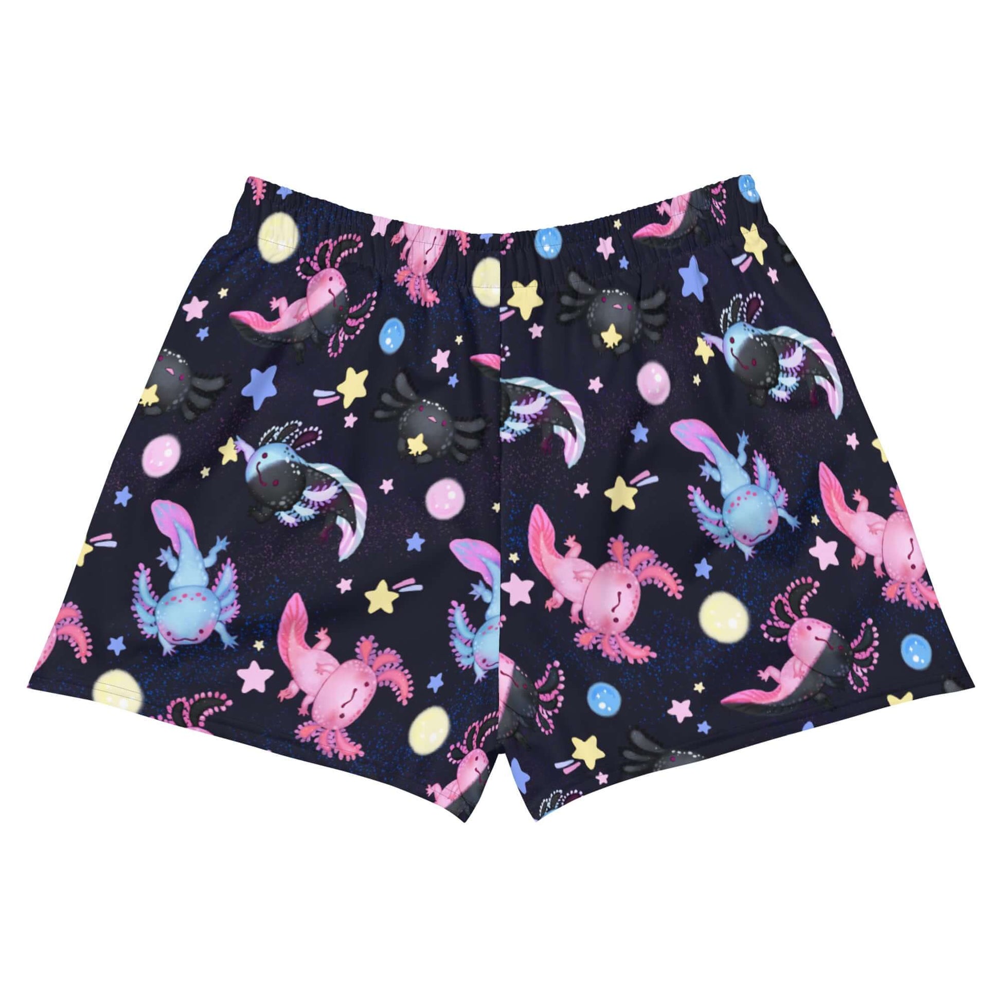 Soft and comfy Axolotl Athletic Short Shorts feature vibrant axolotl designs for effortless movement and style.