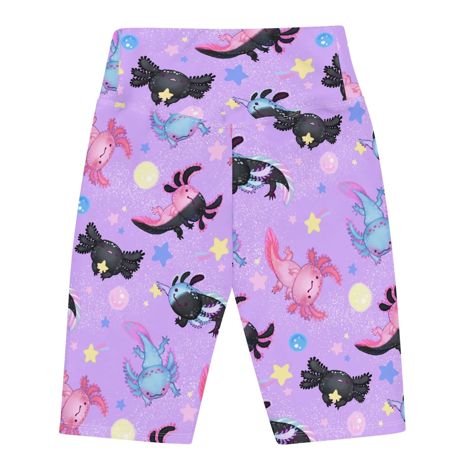 High-waisted Axolotl Biker Shorts featuring a fun print, perfect for comfort and style during any activity.