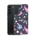 Protect your phone in style with the Axolotl Samsung® Clear Case, featuring colorful axolotls and starry designs.