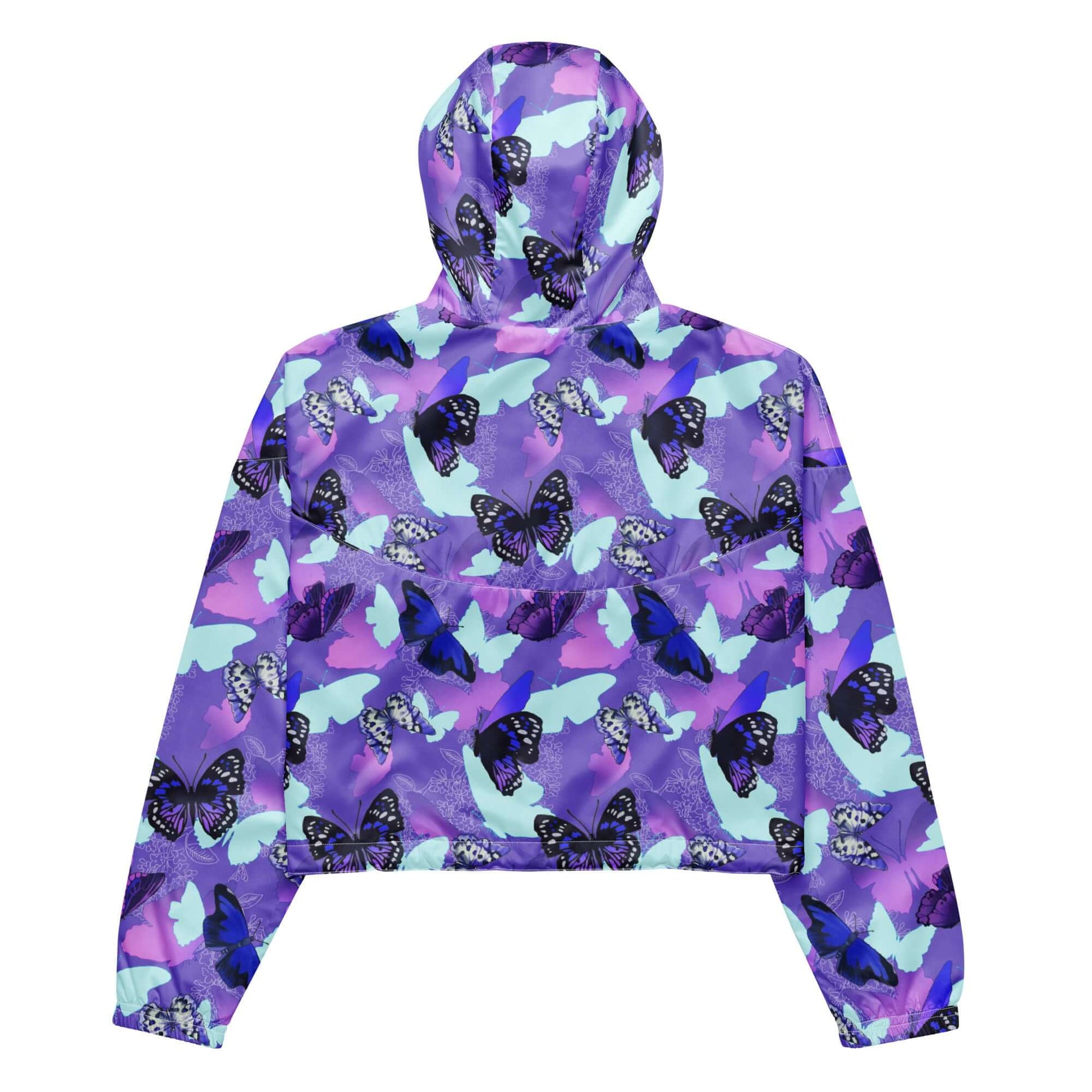 Stay stylish and dry in the Butterfly cropped windbreaker, perfect for any adventure with its lightweight, waterproof design.