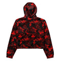 Stylish Butterfly cropped windbreaker with a vibrant red and black design, perfect for adventures in any weather.