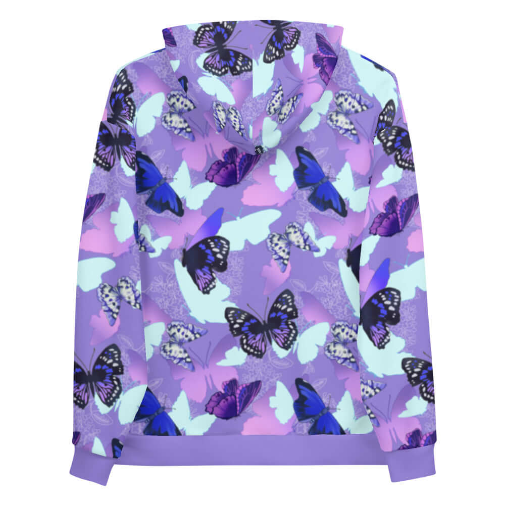 Colorful Butterfly Hoodie featuring vibrant butterfly silhouettes, perfect for a unique and comfy style.