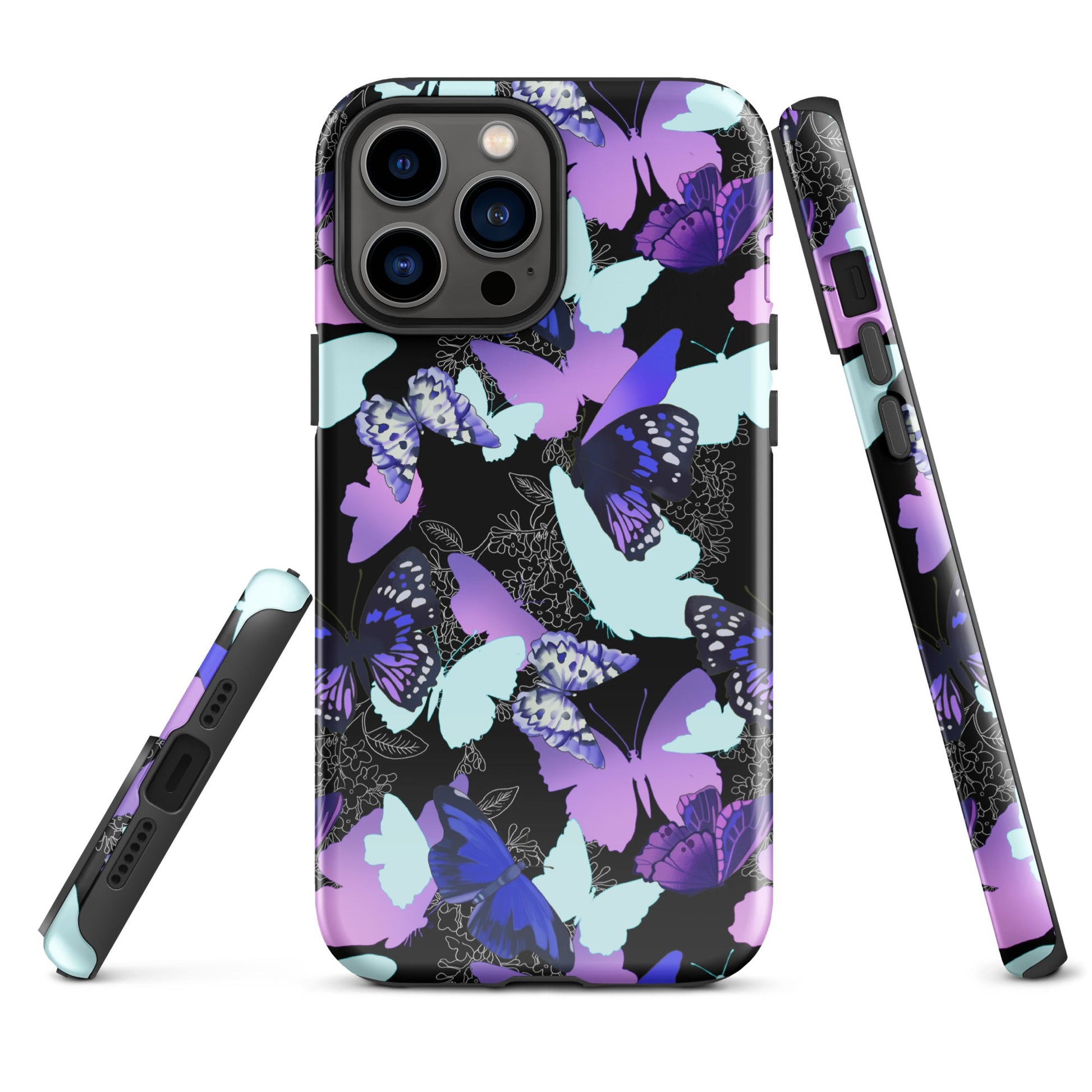 Stylish Butterfly iPhone® Tough Case featuring a durable design with colorful butterfly patterns and impact protection.