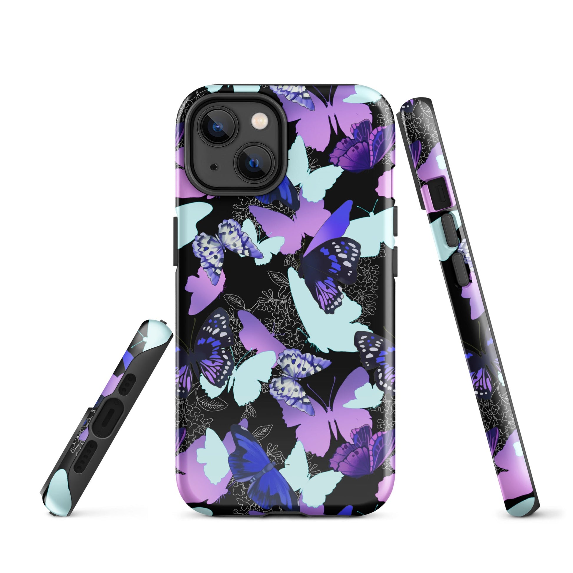 Stylish Butterfly iPhone® Tough Case featuring durable dual-layer protection and vibrant butterfly design.