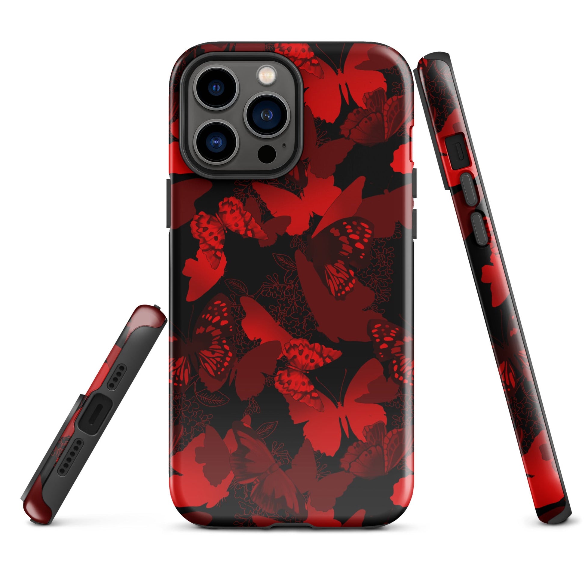 Stylish Butterfly iPhone® Tough Case offers dual-layer protection with impact-resistant materials for year-round safety.