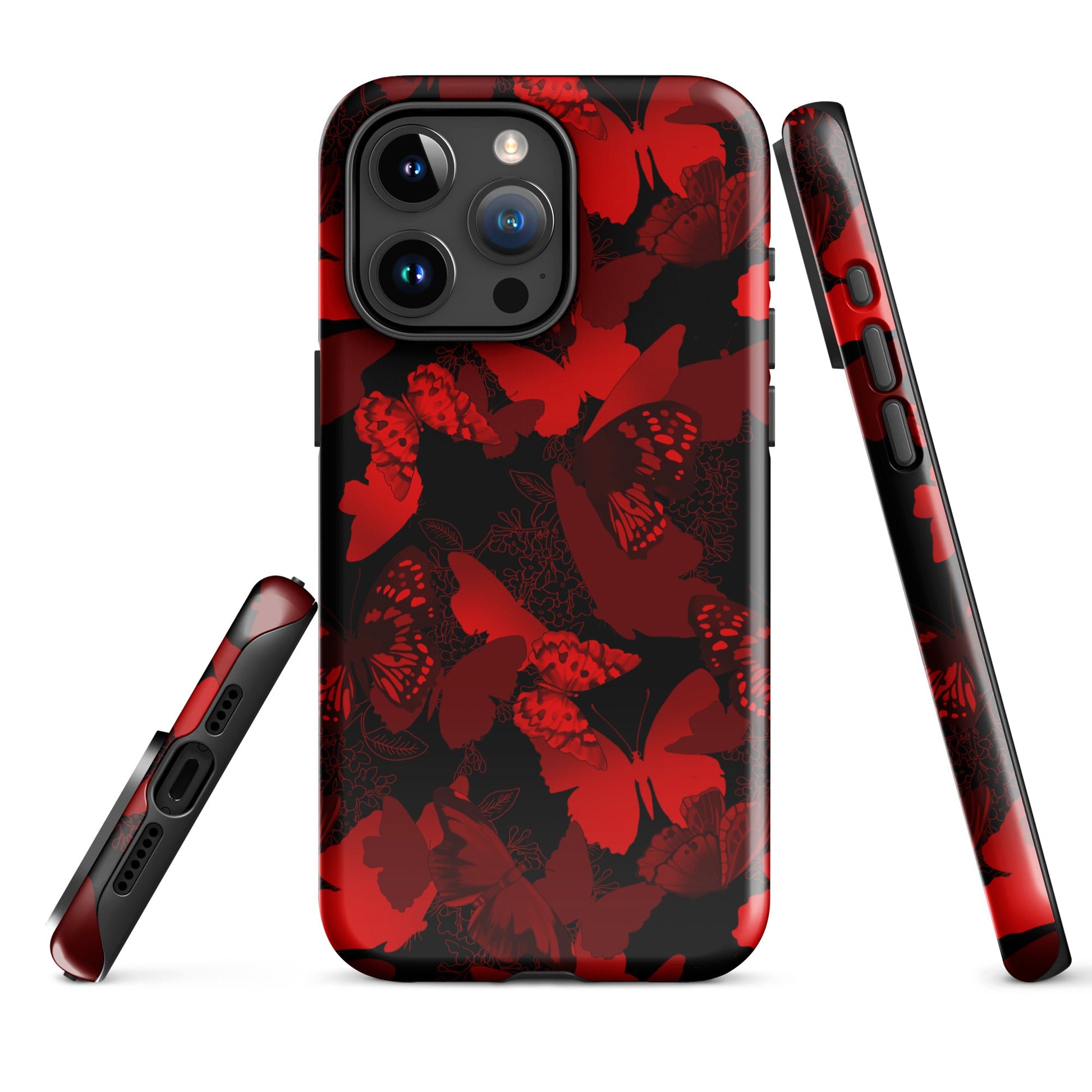 Durable Butterfly iPhone® Tough Case features a stylish red butterfly design for ultimate protection and style.
