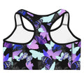 Stylish Butterfly Sports bra with vibrant butterfly print, perfect for staying dry during workouts. Look great while exercising!