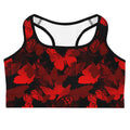 Stylish Butterfly Sports bra featuring a vibrant red and black butterfly design, perfect for your workouts.