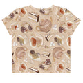 Chic Café Crop Top featuring a stylish print, perfect for home, gym, or outings with friends.