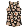 Stylish Café Tank Top with a delicious dessert pattern, perfect for workouts and cheat days. Order one size down!