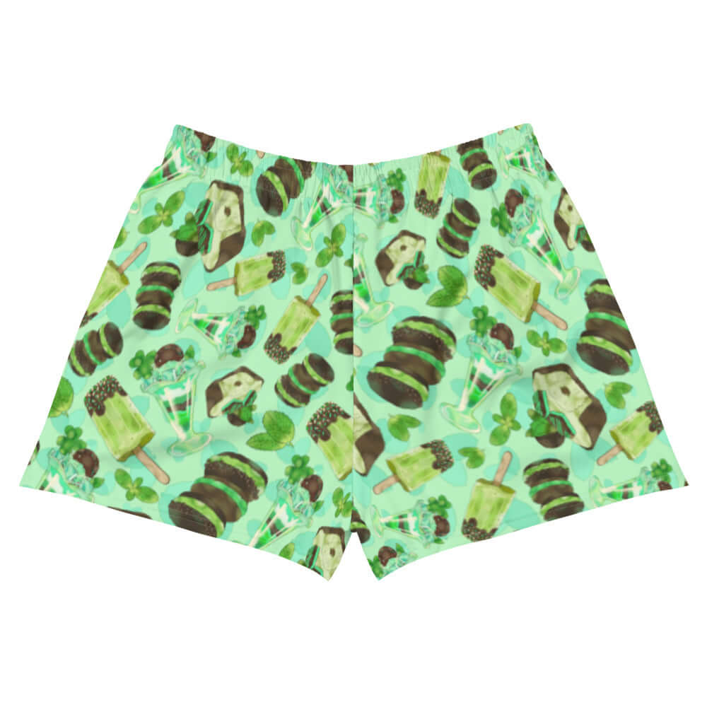 Choco Mint Athletic Short Shorts feature a refreshing mint design, perfect for comfort and style during workouts.